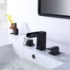 2 Handle 3 Hole Widespread Waterfall Bathroom Faucet Matte Black Vanity Sink Faucet