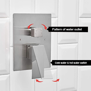 Modern Design Square shower handle easy to adjustable and use Shower knob easy switched shower head and hand shower at any time.