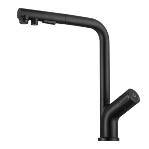 7-shaped high quality matte black pull-out sprayer kitchen faucet hot and cold water faucet (10)