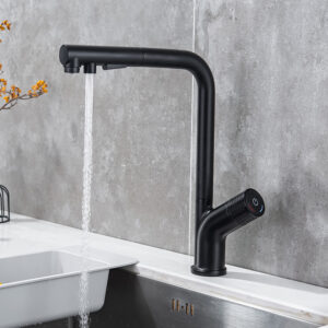 7-shaped high quality matte black pull-out sprayer kitchen faucet hot and cold water faucet (3)