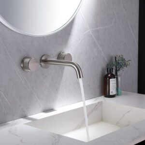 Double Handle Antique Brass Wall Mounted Concealed Bathroom Basin Faucets