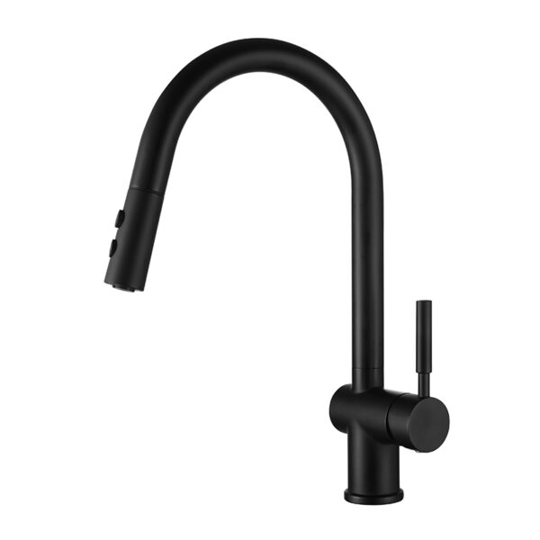 Black kitchen sink faucet with pull-out spout 304 stainless steel cold and hot water flexible hose for kitchen faucet (4)