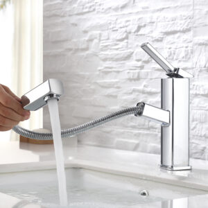 Chrome drop down bathroom faucet luxury hotel