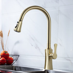 Golden brushed SUS304 stainless steel flexible rotating single handle hot and cold pull out the kitchen faucet (4)