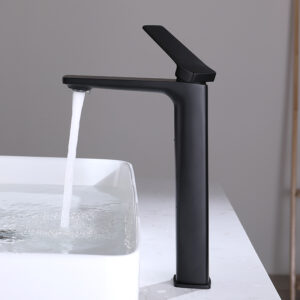 High quality stainless steel matte black single handle faucet sink faucet face bathroom wash basin faucet (1)