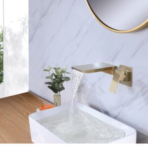 Brushed gold Wall Mounted Bathroom Basin Mixer Concealed Faucet For Basin Tap