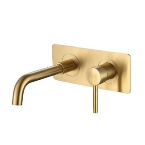 MOPO Modern Faucet Brushed Gold Bathroom Sink Faucet Wall Mounted 2 Holes Basin Mixer Taps