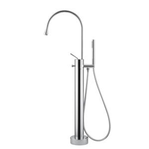 Freestanding Tub Bathtub Faucet Chrome Floor Mount Brass Single Handle Bathroom Faucets with Hand Shower