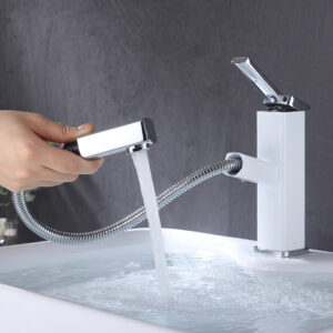 Pull-down sink faucet with swivel spout