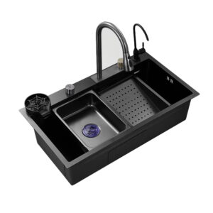 Rectangular 304 Stainless Steel Kitchen Sink Trend Flying Waterfall Multi-Function Countertop Undermount Kitchen Sink
