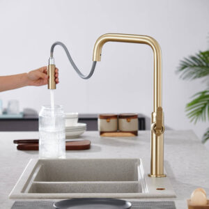 Single Handle Design Kitchen Sink Taps Faucet Pull Out Kitchen Faucets Gold With Pull Down Sprayer (4)