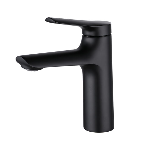 Single hole hot and cold faucet modern round one-handle bathroom chrome-plated brass vanity faucet (1)