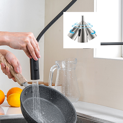 Sturdy spring-loaded one-handle pull-down kitchen sink faucet with sprayer (3)