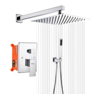 Wall-mounted rain shower kit for bathroom with shower head and handle