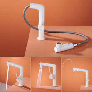 White Kitchen Faucets with Pull Down Sprayer (1)