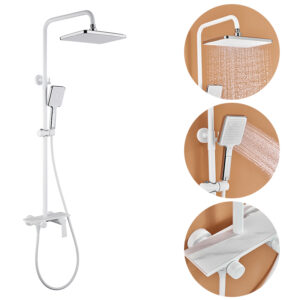 Luxury home white bathroom concealed shower faucet big head