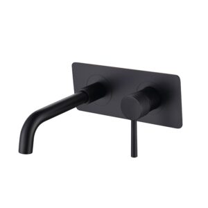MOPO Wall Mounted Black Brass Bathroom Faucet Sink Wash Basin Mixers Faucets Taps